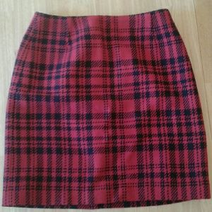 LAST CALL: Red Plaid Wool Skirt Eddie Bauer